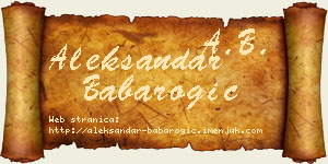 Aleksandar Babarogić vizit kartica